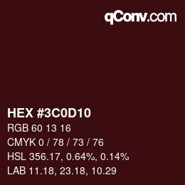 カラーコード: HEX #3C0D10 | qconv.com
