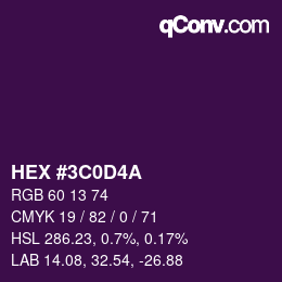 Color code: HEX #3C0D4A | qconv.com