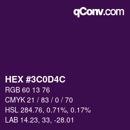 Color code: HEX #3C0D4C | qconv.com