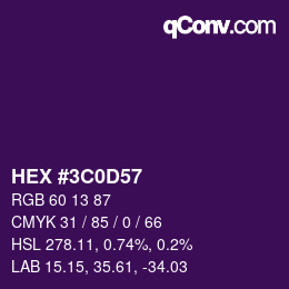 Color code: HEX #3C0D57 | qconv.com