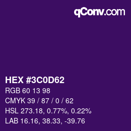 Color code: HEX #3C0D62 | qconv.com