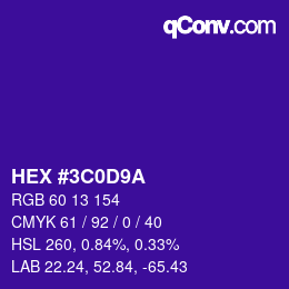 Code couleur: HEX #3C0D9A | qconv.com