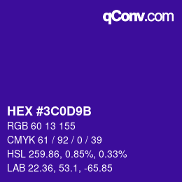 Color code: HEX #3C0D9B | qconv.com