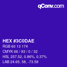 Farbcode: HEX #3C0DAE | qconv.com