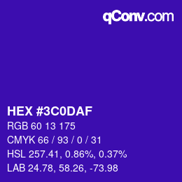 Color code: HEX #3C0DAF | qconv.com