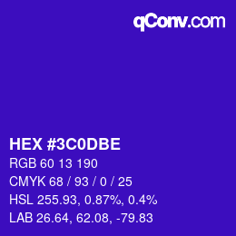 Farbcode: HEX #3C0DBE | qconv.com