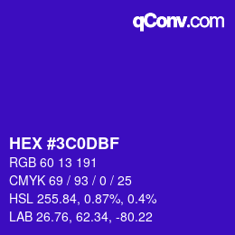 Color code: HEX #3C0DBF | qconv.com