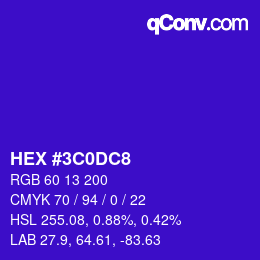 Color code: HEX #3C0DC8 | qconv.com