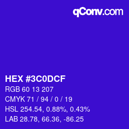 Color code: HEX #3C0DCF | qconv.com