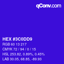 Color code: HEX #3C0DD9 | qconv.com
