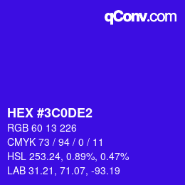Color code: HEX #3C0DE2 | qconv.com