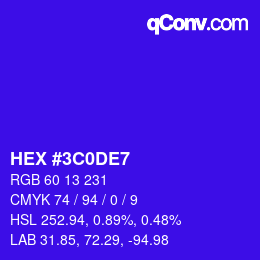 Color code: HEX #3C0DE7 | qconv.com