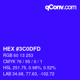 颜色代码: HEX #3C0DFD | qconv.com