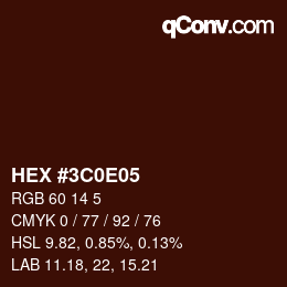 カラーコード: HEX #3C0E05 | qconv.com