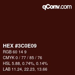 Color code: HEX #3C0E09 | qconv.com