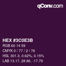 Color code: HEX #3C0E3B | qconv.com