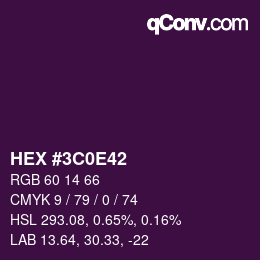 Color code: HEX #3C0E42 | qconv.com