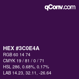 Color code: HEX #3C0E4A | qconv.com