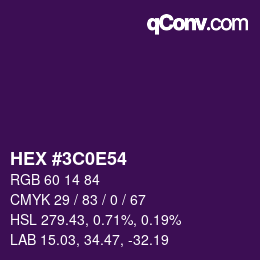 Color code: HEX #3C0E54 | qconv.com