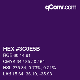 Color code: HEX #3C0E5B | qconv.com
