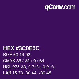 Farbcode: HEX #3C0E5C | qconv.com