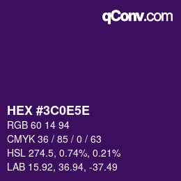 Color code: HEX #3C0E5E | qconv.com