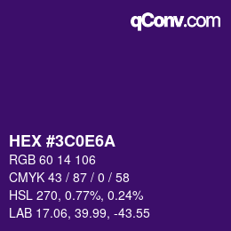 Color code: HEX #3C0E6A | qconv.com