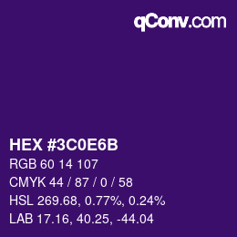 カラーコード: HEX #3C0E6B | qconv.com