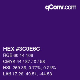 Color code: HEX #3C0E6C | qconv.com
