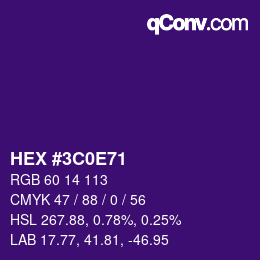 Color code: HEX #3C0E71 | qconv.com