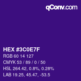 Color code: HEX #3C0E7F | qconv.com