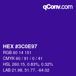 Color code: HEX #3C0E97 | qconv.com