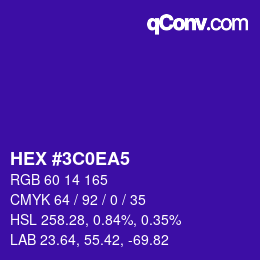 Color code: HEX #3C0EA5 | qconv.com