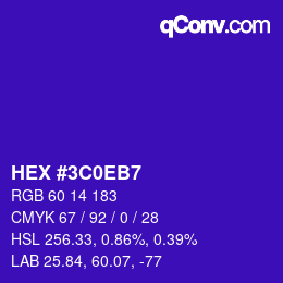 Farbcode: HEX #3C0EB7 | qconv.com