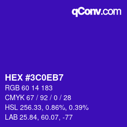 Color code: HEX #3C0EB7 | qconv.com