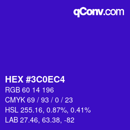 Color code: HEX #3C0EC4 | qconv.com
