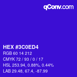 Color code: HEX #3C0ED4 | qconv.com