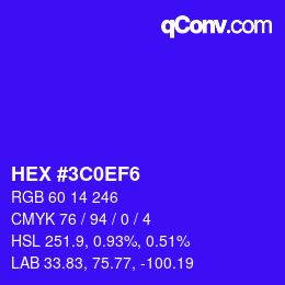 Color code: HEX #3C0EF6 | qconv.com