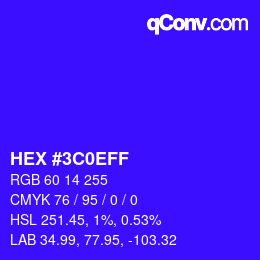 Color code: HEX #3C0EFF | qconv.com
