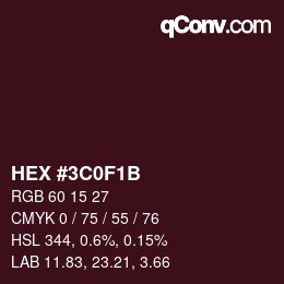 Color code: HEX #3C0F1B | qconv.com