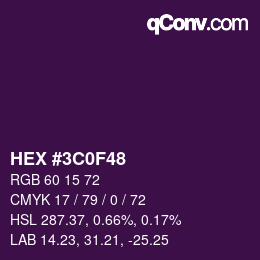 Color code: HEX #3C0F48 | qconv.com