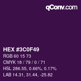 Color code: HEX #3C0F49 | qconv.com
