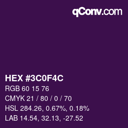 Color code: HEX #3C0F4C | qconv.com