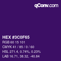 Color code: HEX #3C0F65 | qconv.com