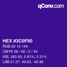 Color code: HEX #3C0F90 | qconv.com