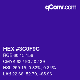 Color code: HEX #3C0F9C | qconv.com