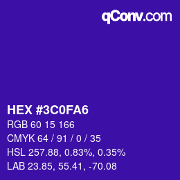 Color code: HEX #3C0FA6 | qconv.com