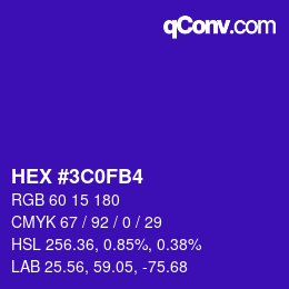 Color code: HEX #3C0FB4 | qconv.com