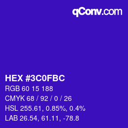 Color code: HEX #3C0FBC | qconv.com