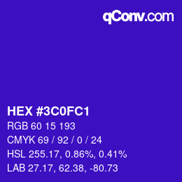 カラーコード: HEX #3C0FC1 | qconv.com